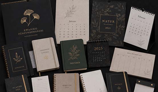 Kalender, Notizbücher und Bindung
